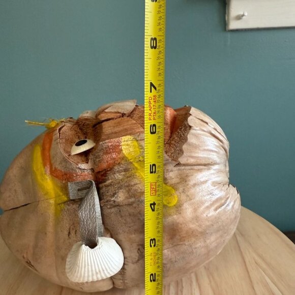 Vintage 60's Hawaiian Pirate Hanging Coconut Head w Shell Earrings Eyes Tiki - Picture 9 of 10